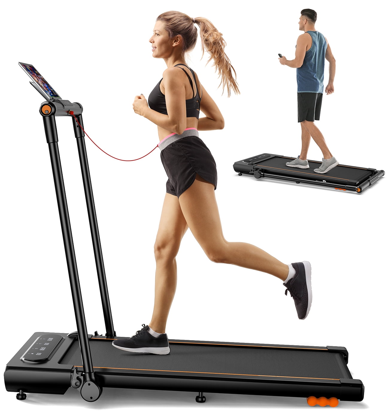 2 in 1 Walking Pad,Under Desk Treadmill for Home/Office, Neche Folding Treadmill 2.5HP with Remote,0.6-7.6mph
