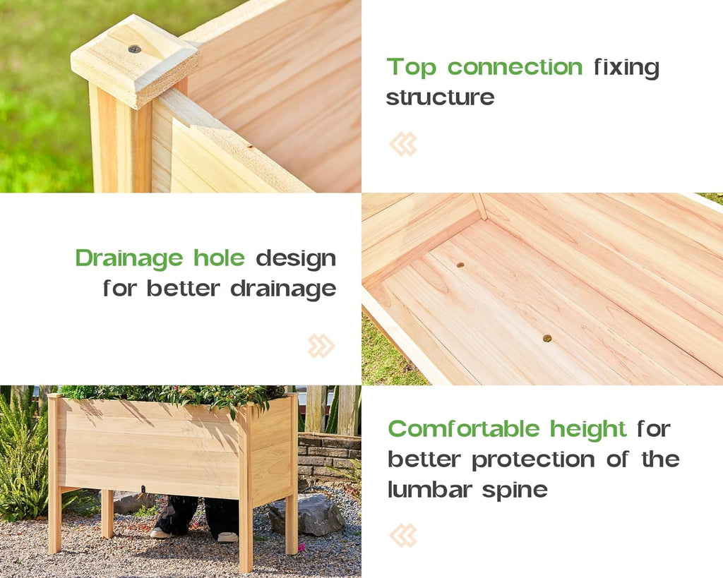 AMERLIFE Raised Garden Bed 4x2x2.6 ft Large Capacity Planter with Drain Hole for Growing Plants