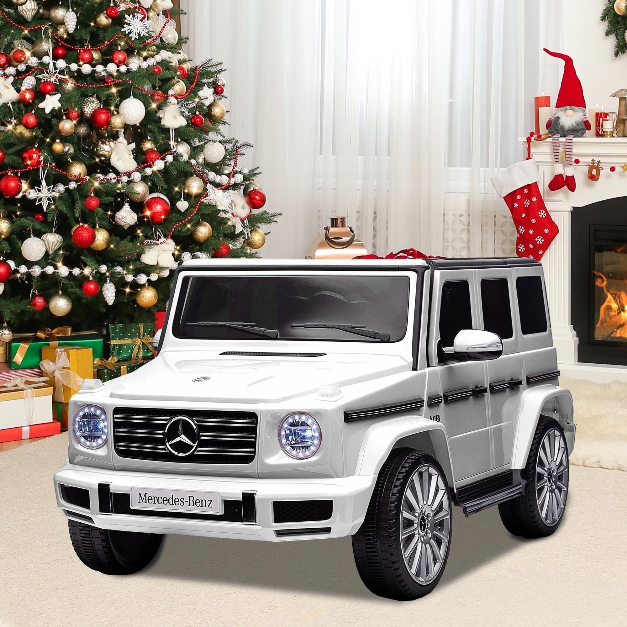 24V Ride on Car with Remote Control for Kids Mercedes Benz Ride on Car Toy for Boys and Girls 3-6 Years Old, Electric Vehicle, Bluetooth, LED Light, White
