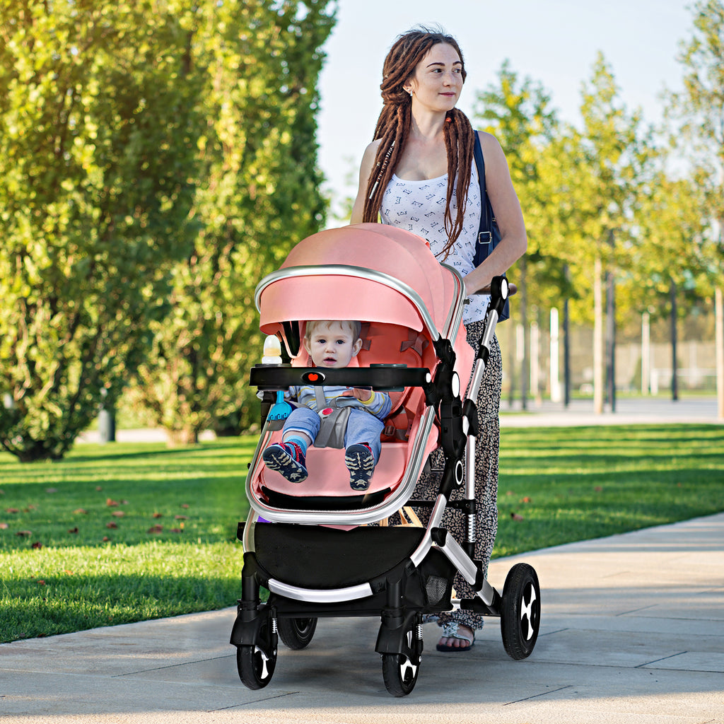 AILEEKISS 3 in 1 Baby Stroller, Convertible Newborn Bassinet Stroller Unisex Infant Carriage, Black