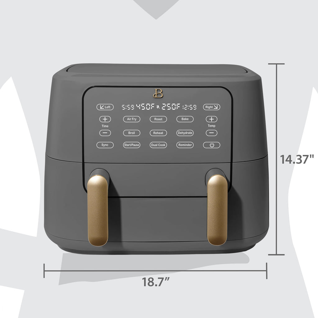Beautiful 9 QT TriZone Air Fryer, White Icing by Drew Barrymore