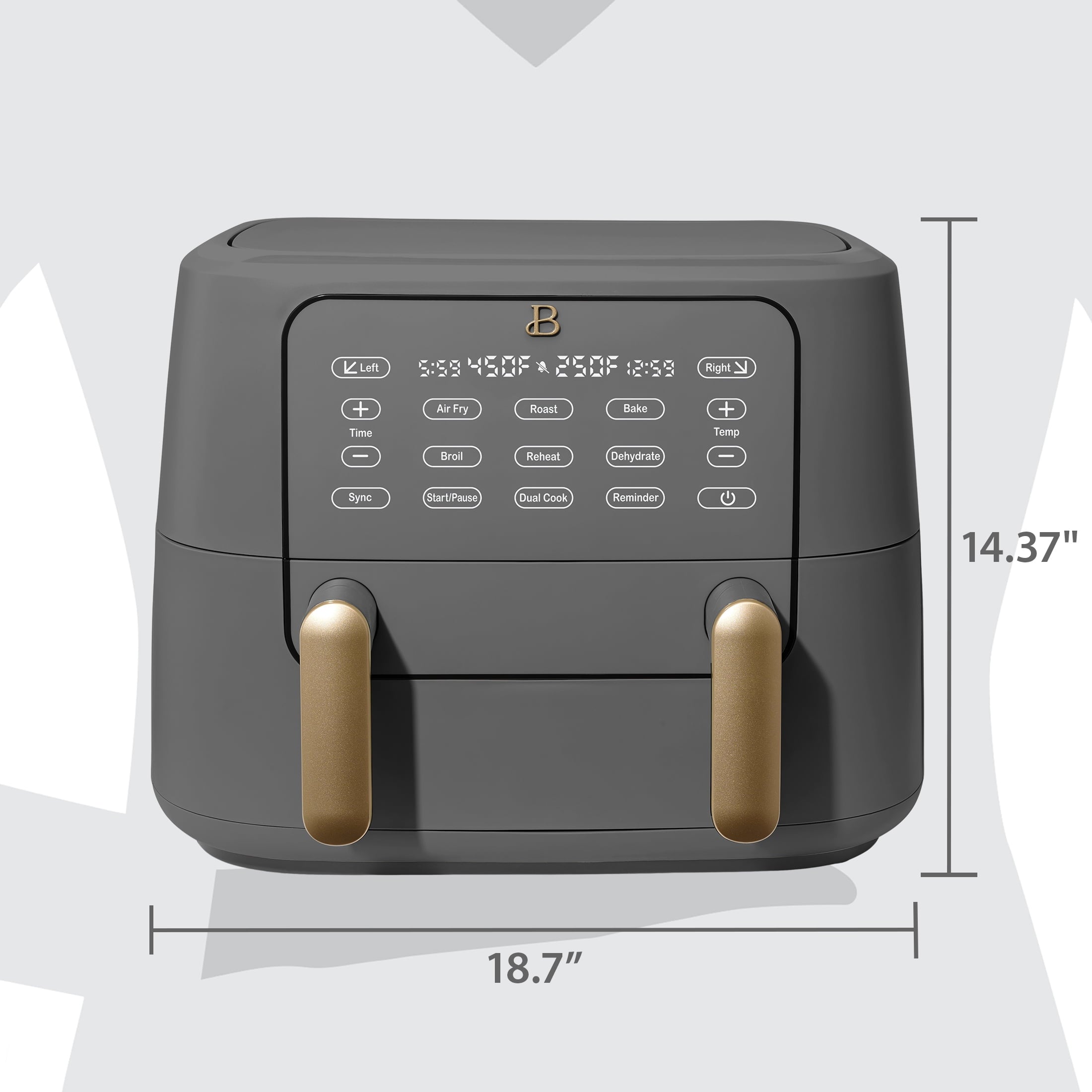 Beautiful 9 QT TriZone Air Fryer, White Icing by Drew Barrymore
