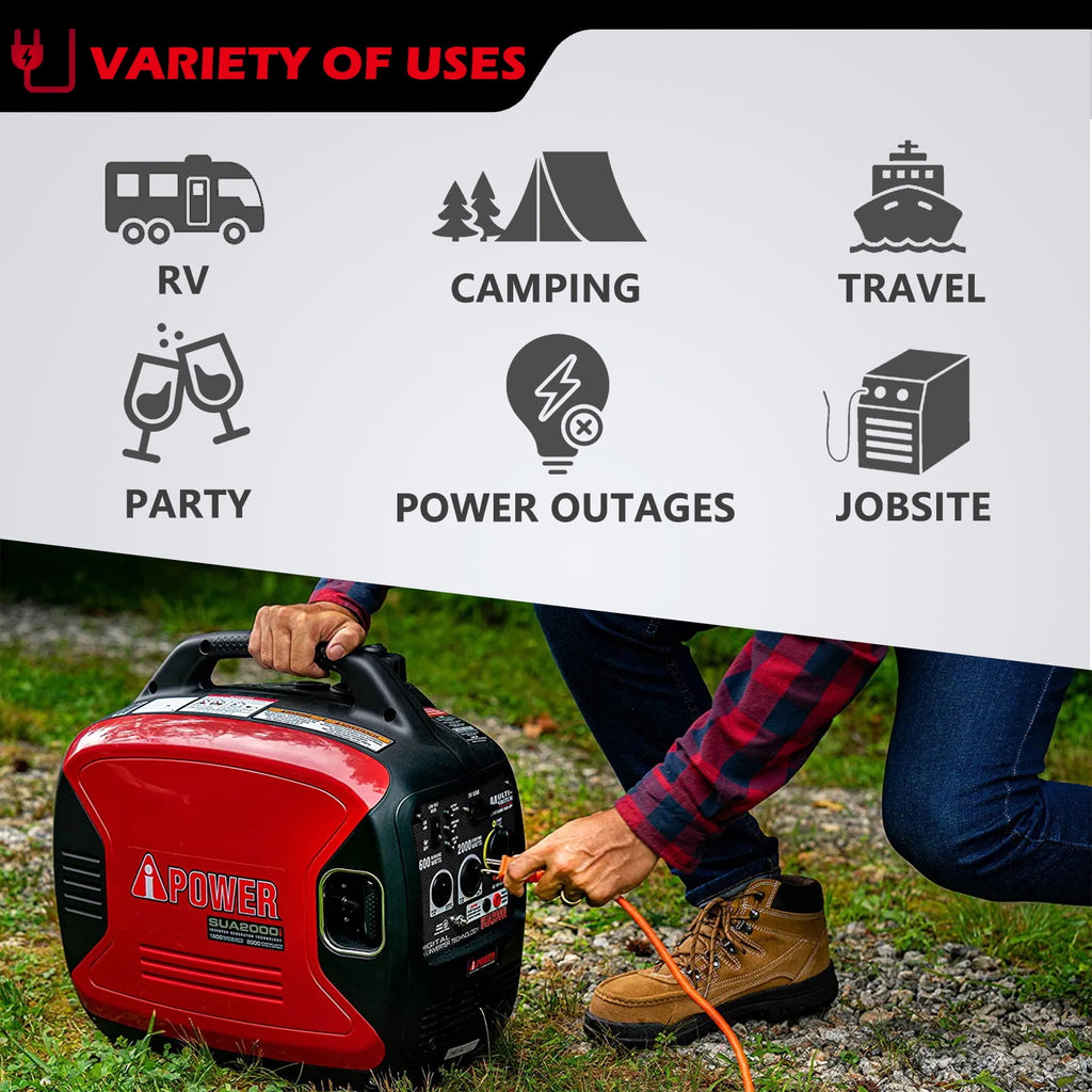 A-iPower SUA2000i Super Quiet 1600-Watt Portable Digital Inverter Gas Generator