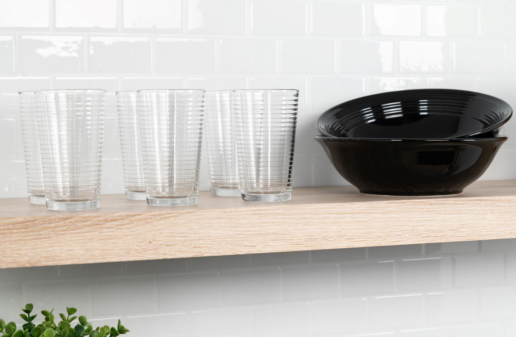 10 Strawberry Street Nova Black Round 62-Piece Stoneware Dinnerware Set, Service for 6