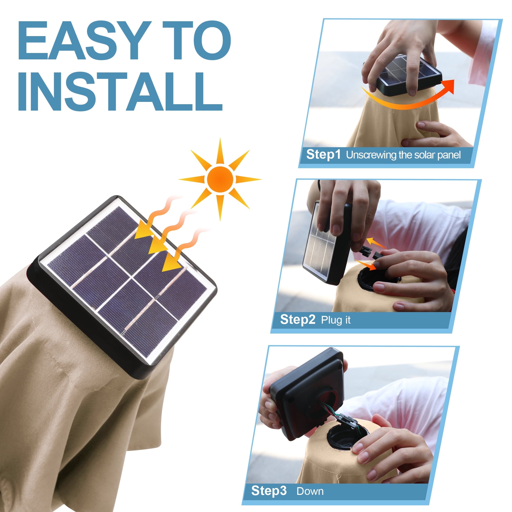 ABCCANOPY 7.5ft Patio Solar Umbrella LED Outdoor Umbrella with Tilt and Crank, Turquoise