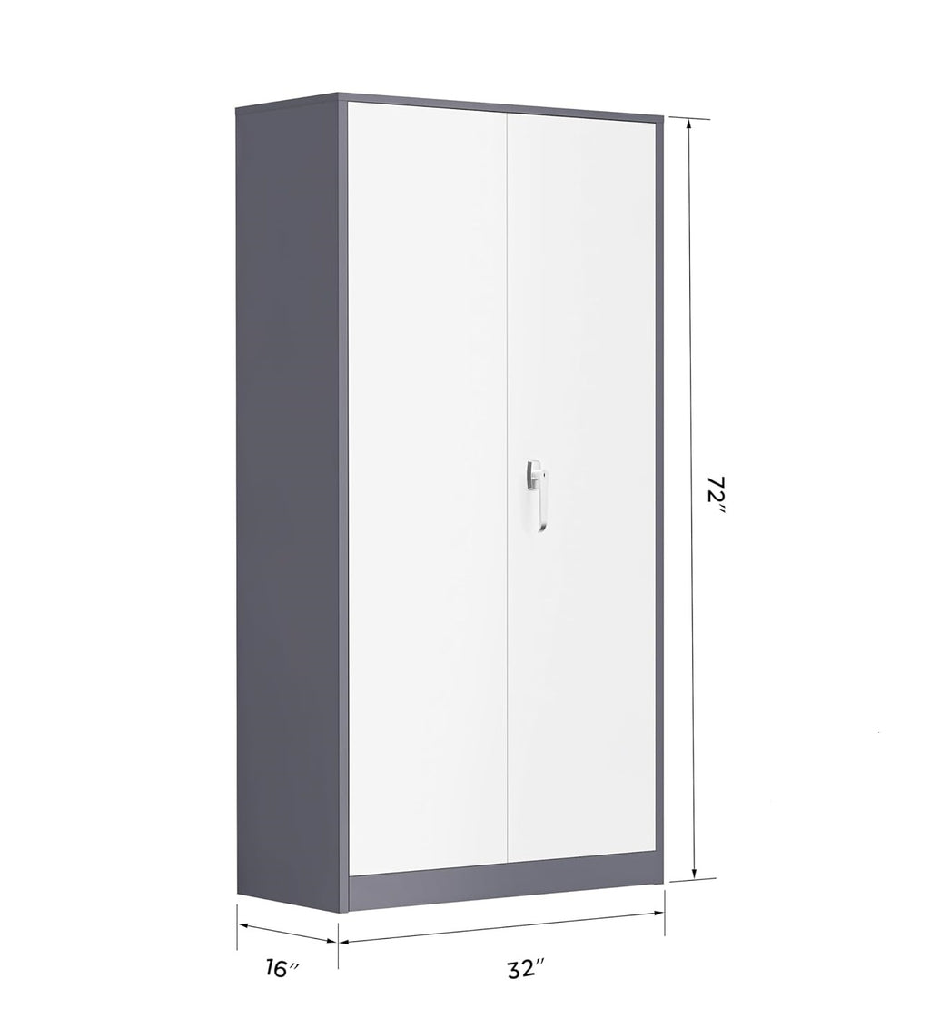 71" Metal Garage Storage Cabinet with Locking Doors and Adjustable Shelves for Home, Office(Black)