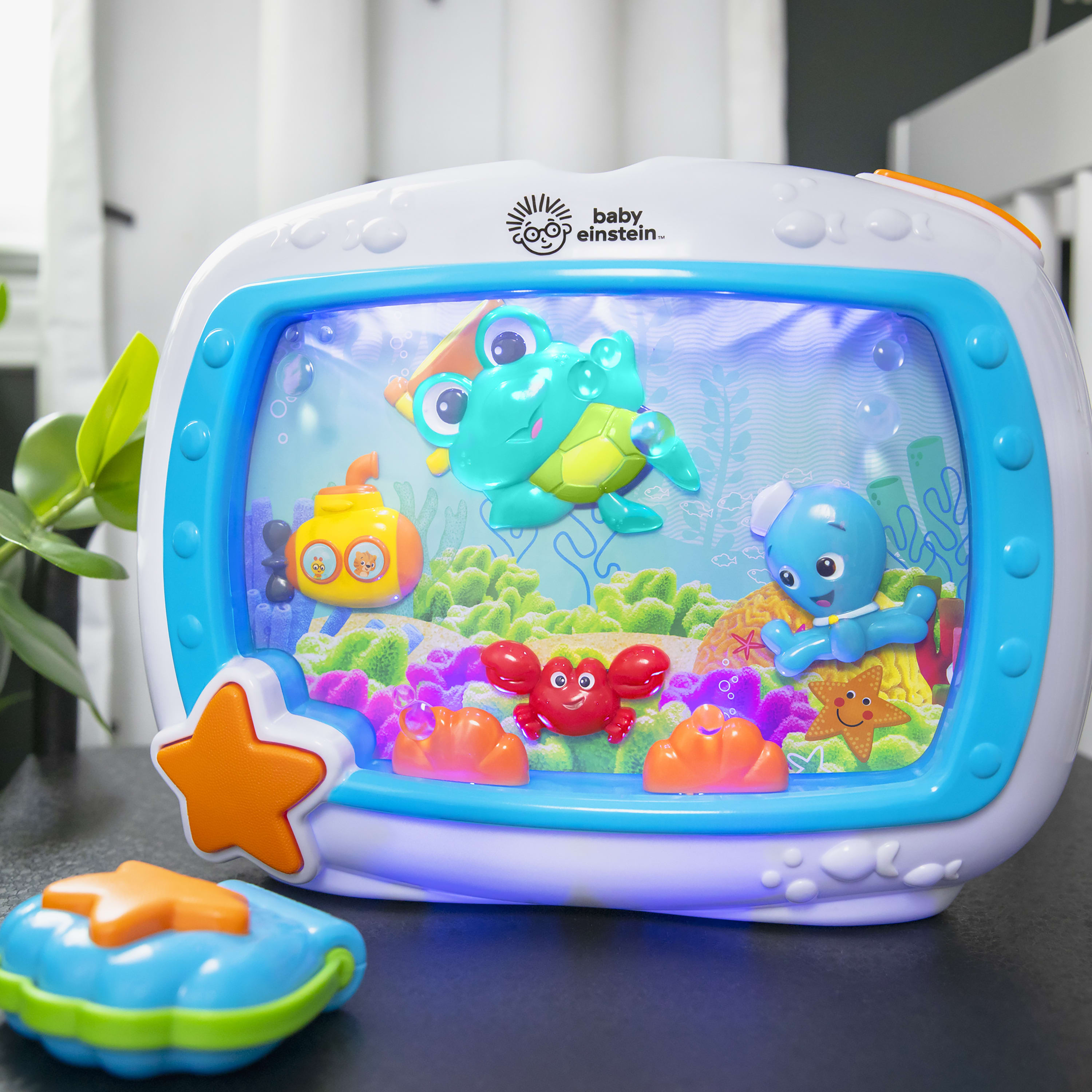 Baby Einstein Sea Dreams Soother Baby Sleep Sound Machine with Remote, Multicolor