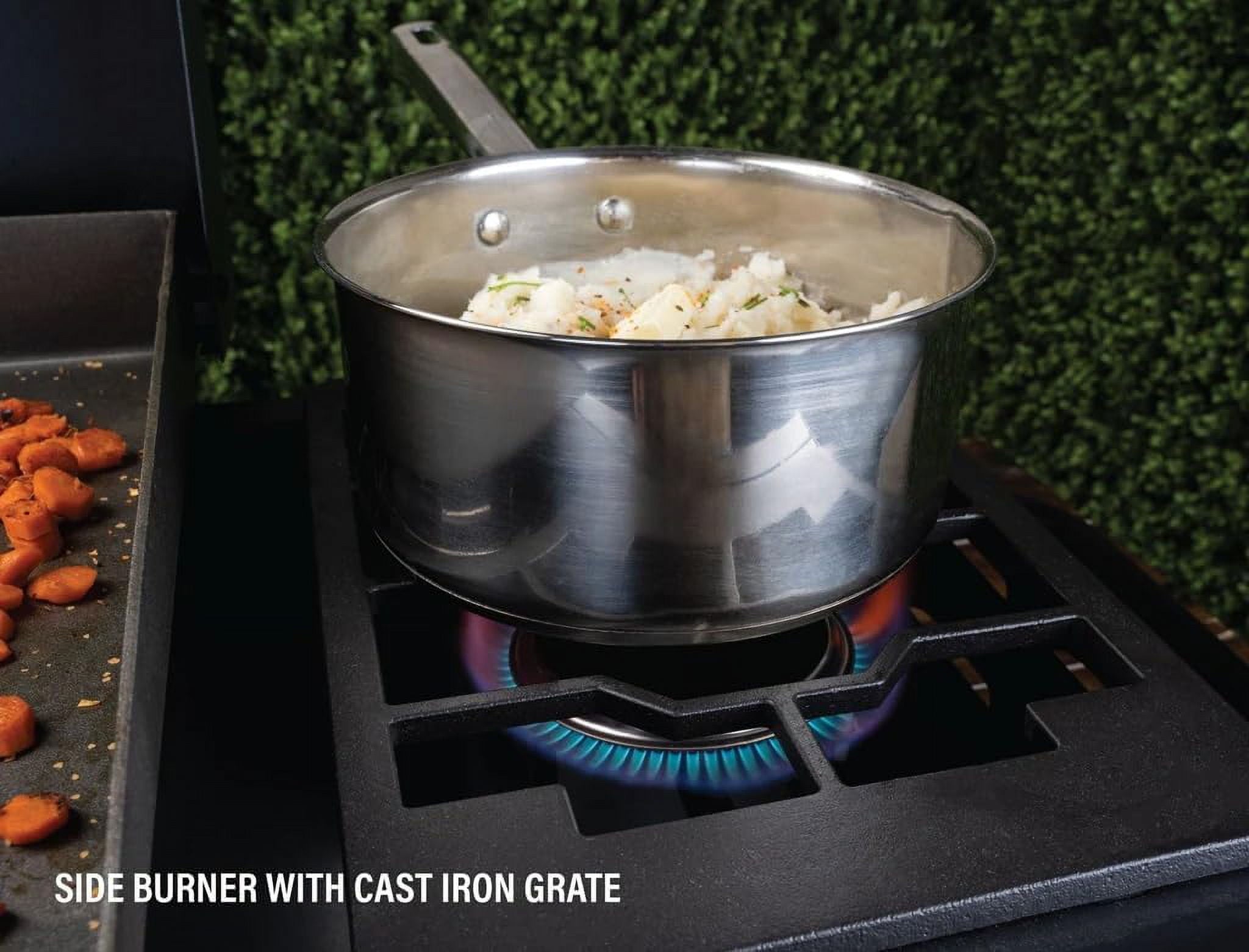 22 inch Blackstone Griddle with Hood and Side Burner, Tabletop Flat Top Grill Propane Powered Portable Gas Grill for Camping and Outdoor BBQ Grill with Blackstone Seasoning, and Wholesalehome Gloves