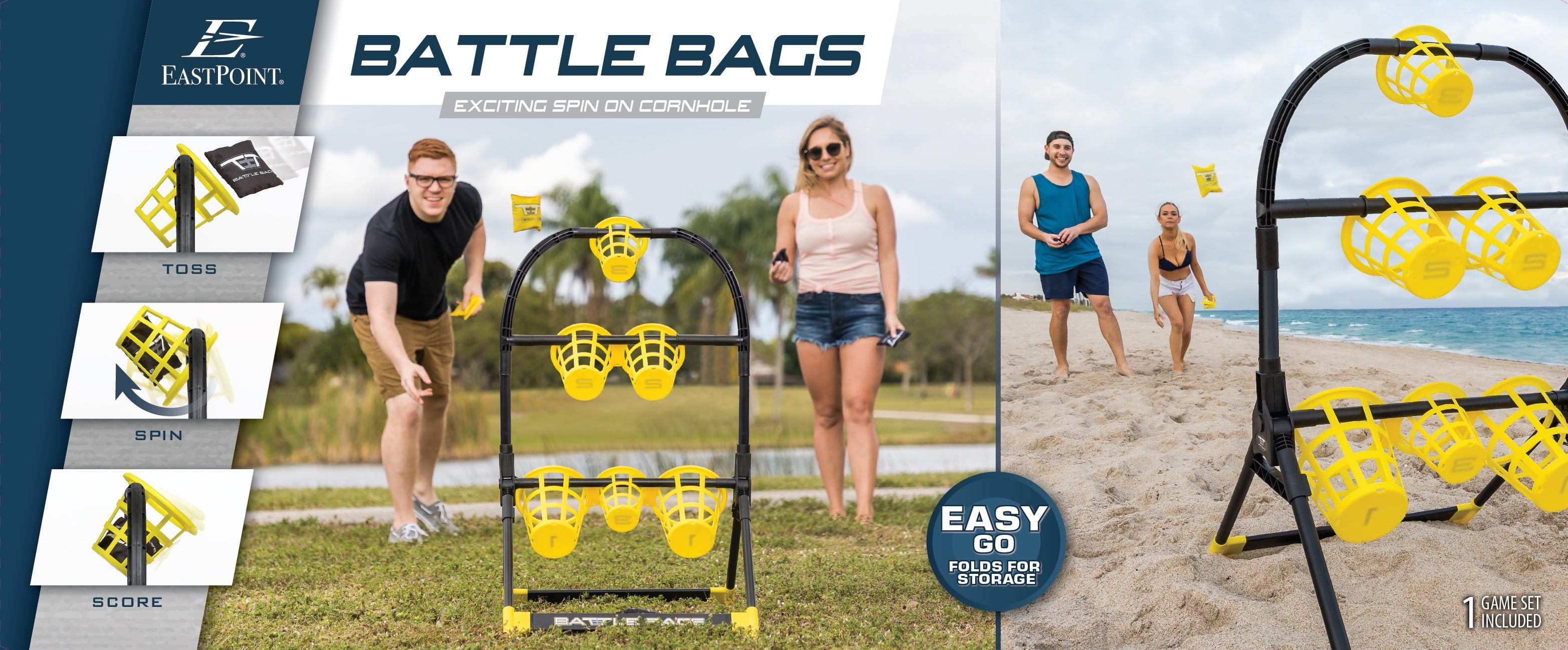 Battle Bags Outdoor Bean Bag Toss Game Set by EastPoint Sports - Cornhole Tossing Game
