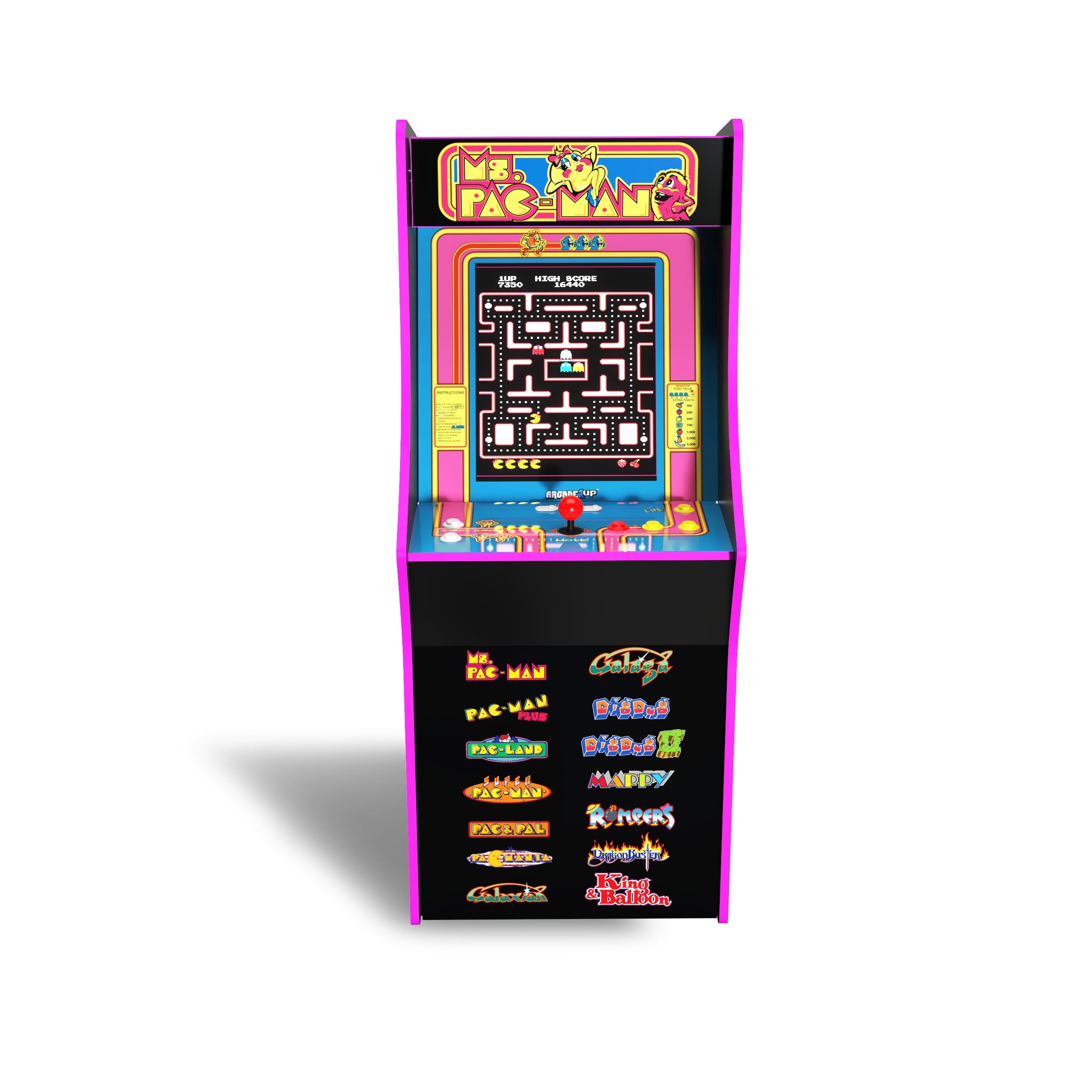 Arcade1Up Ms. PAC-MAN Classic Arcade Game, built for your home, 4-foot-tall stand-up cabinet, 14 classic games, and 17-inch screen