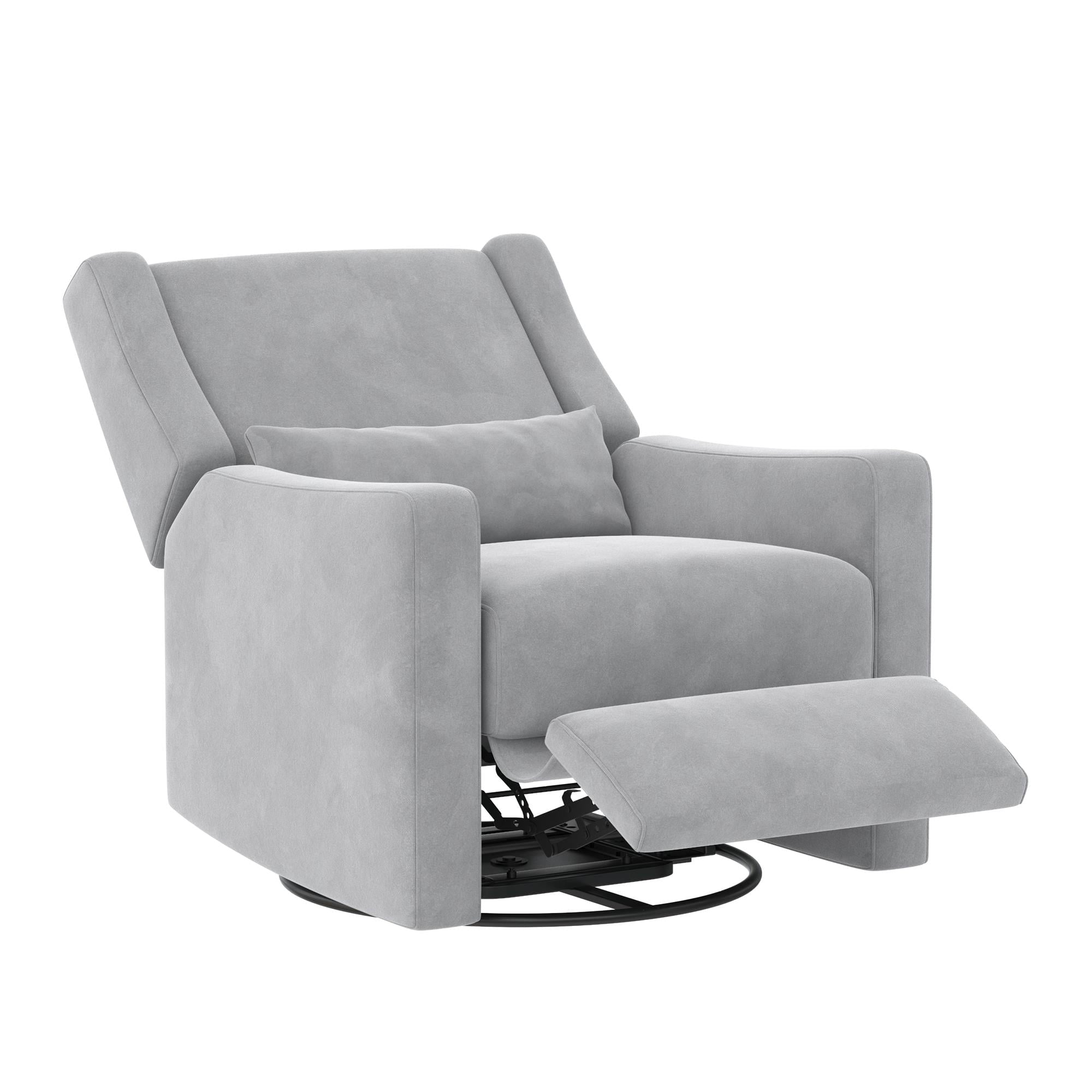 Baby Relax Otto 4-in-1 Nursery Swivel Glider Rocker Power Recliner with USB Ports, Gray Velvet