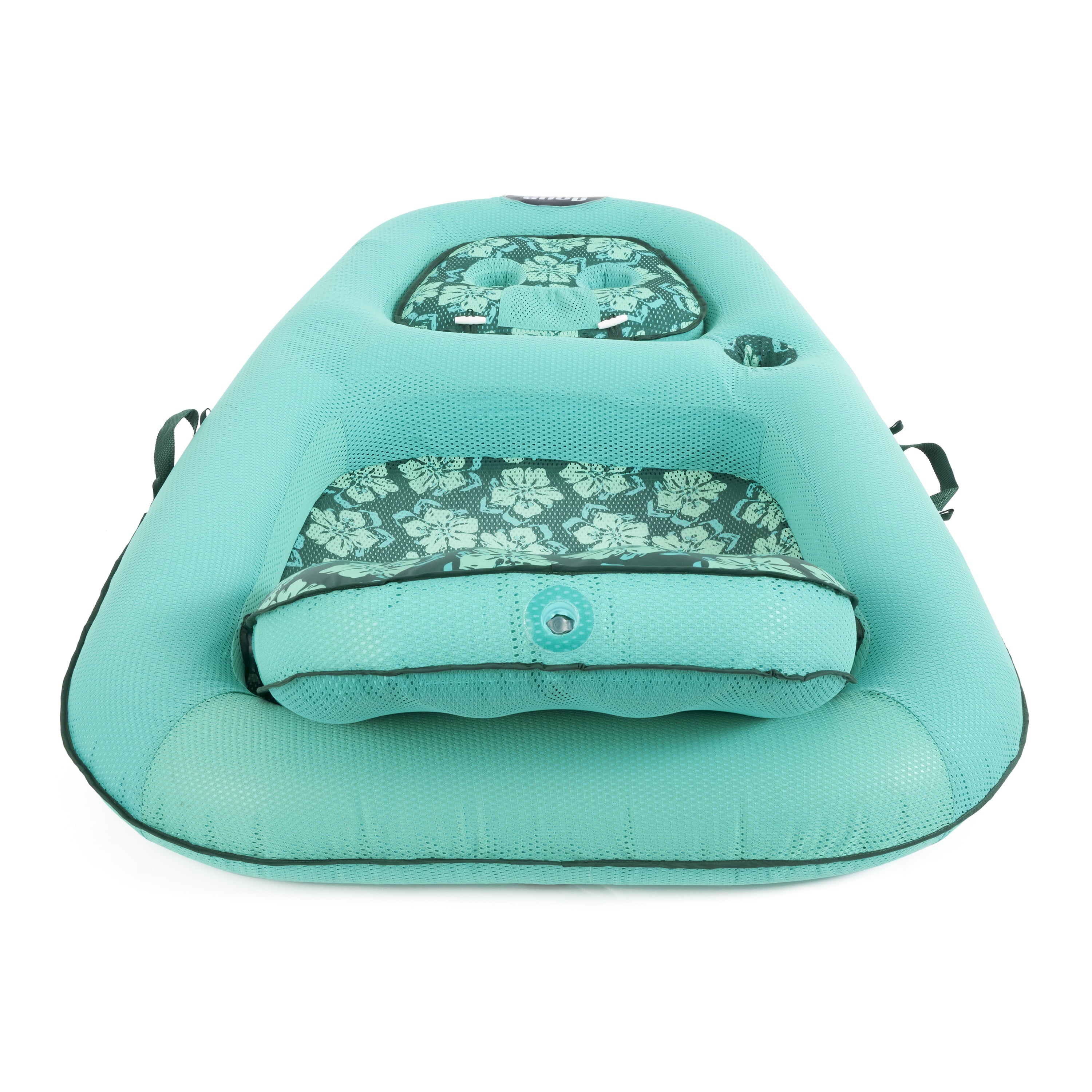 Aqua Leisure Campania Convertible 2 in 1 Pool Float Lounge/Caddy, Teal Hibiscus