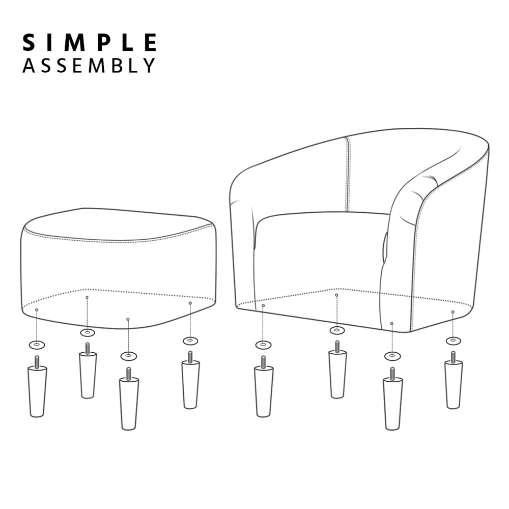 Alden Design Faux Leather Tub Chair with Ottoman, Black