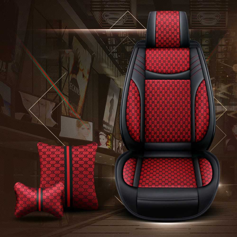 Aotiyer Universal Car Seat Covers 5PCS Full Set Car Seat Covers Accessories Breathable Leather Automotive Seat Covers for Most Cars SUVs Pick-up Trucks