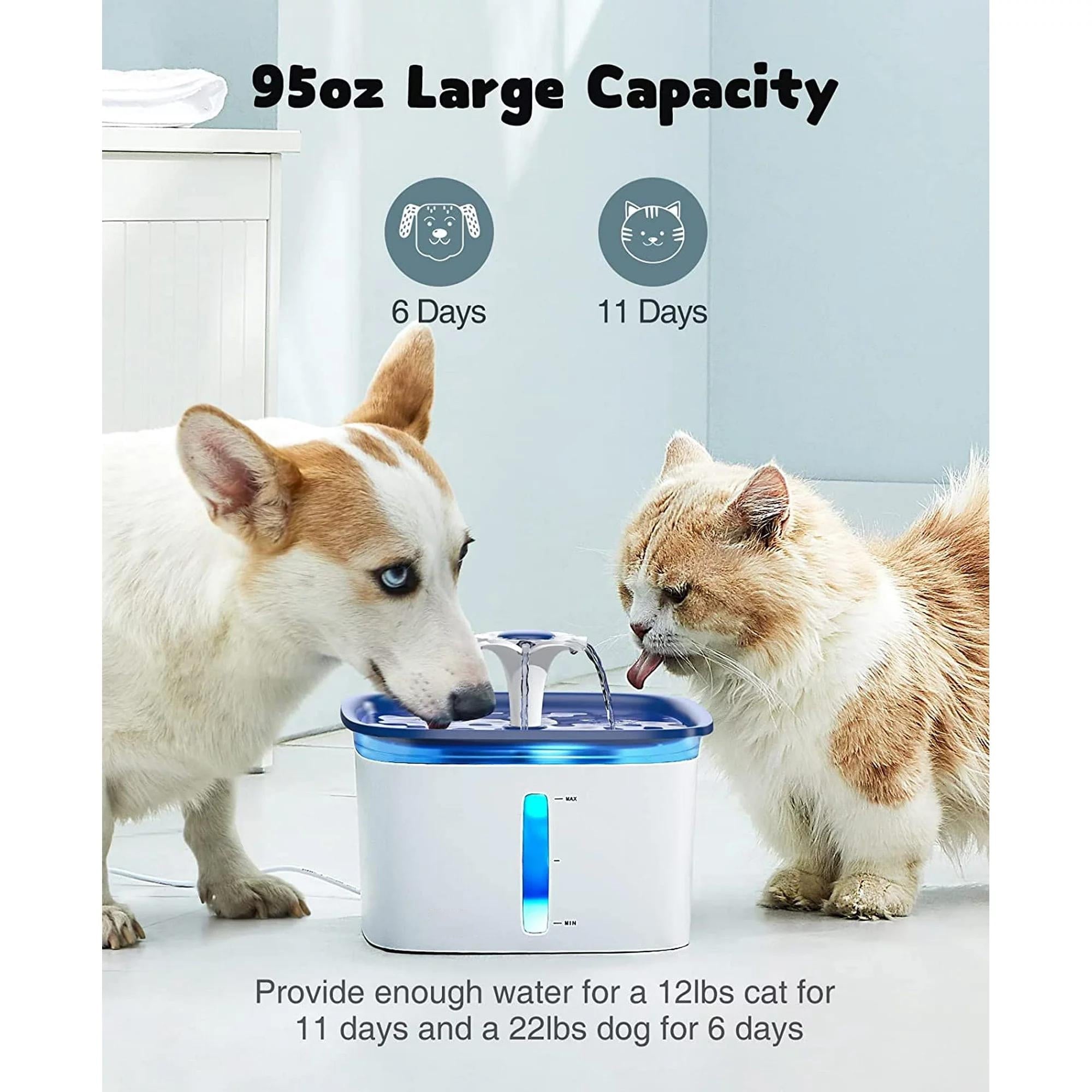 95oz/2.8L Pet Fountain, Cat Dog Water Fountain Dispenser, Automatic Electric Cat Water Bowl with Smart Pump,Blue