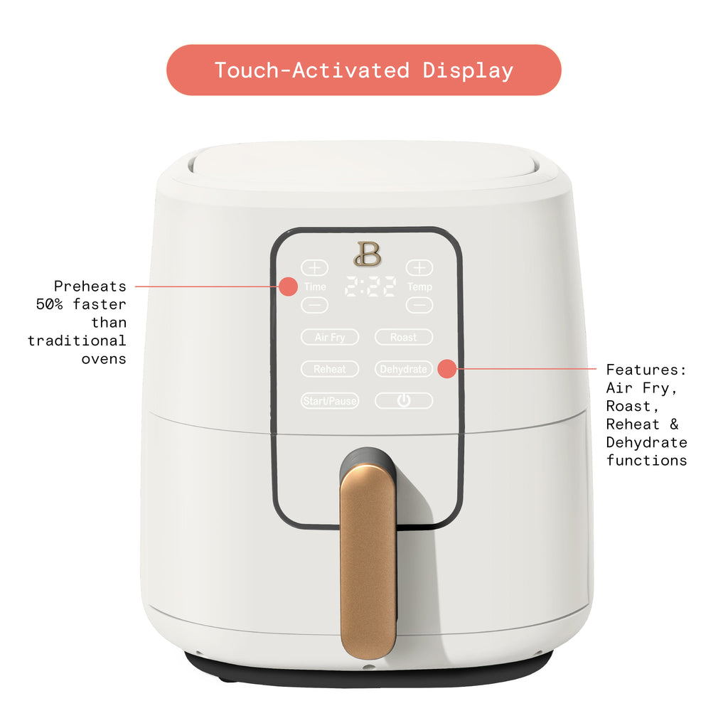 Beautiful 6 Qt Air Fryer with TurboCrisp Technology and Touch-Activated Display, White Icing by Drew Barrymore