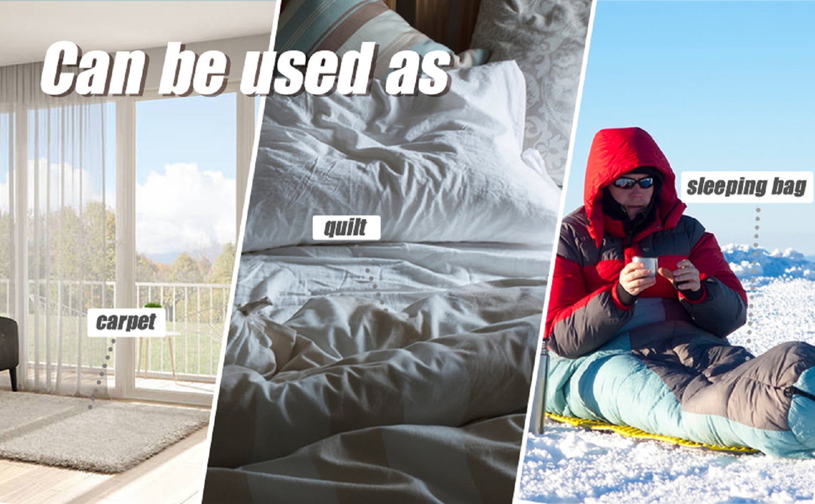 AYAOQIANG Double Sleeping Bag for Adult, Waterproof Sleeping Bag with 2 Pillows and 2 Eye Masks Size XL