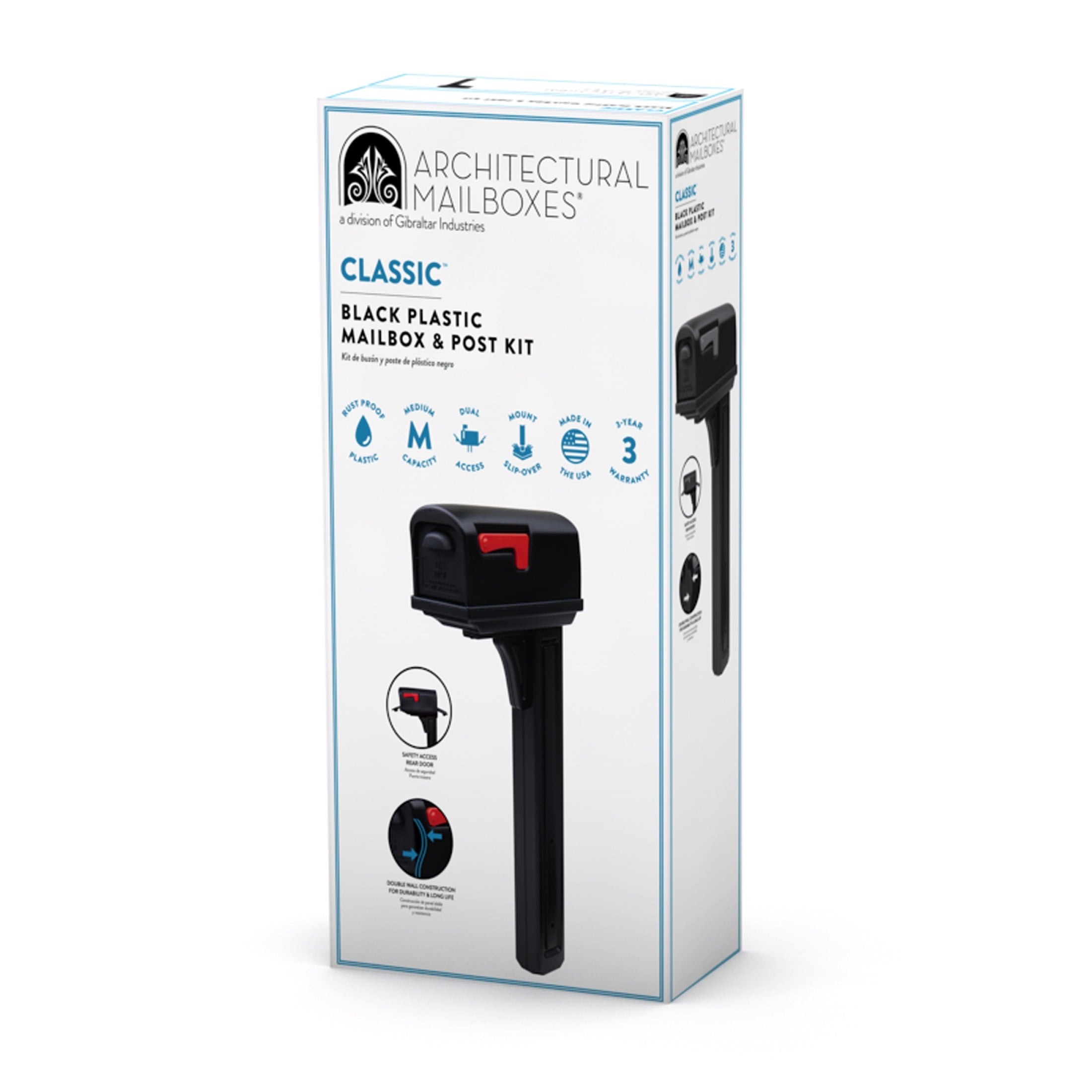 Architectural MailboxesClassic All-in-One, Medium, Plastic, Mailbox and Post Combo, Black, GCL10000B