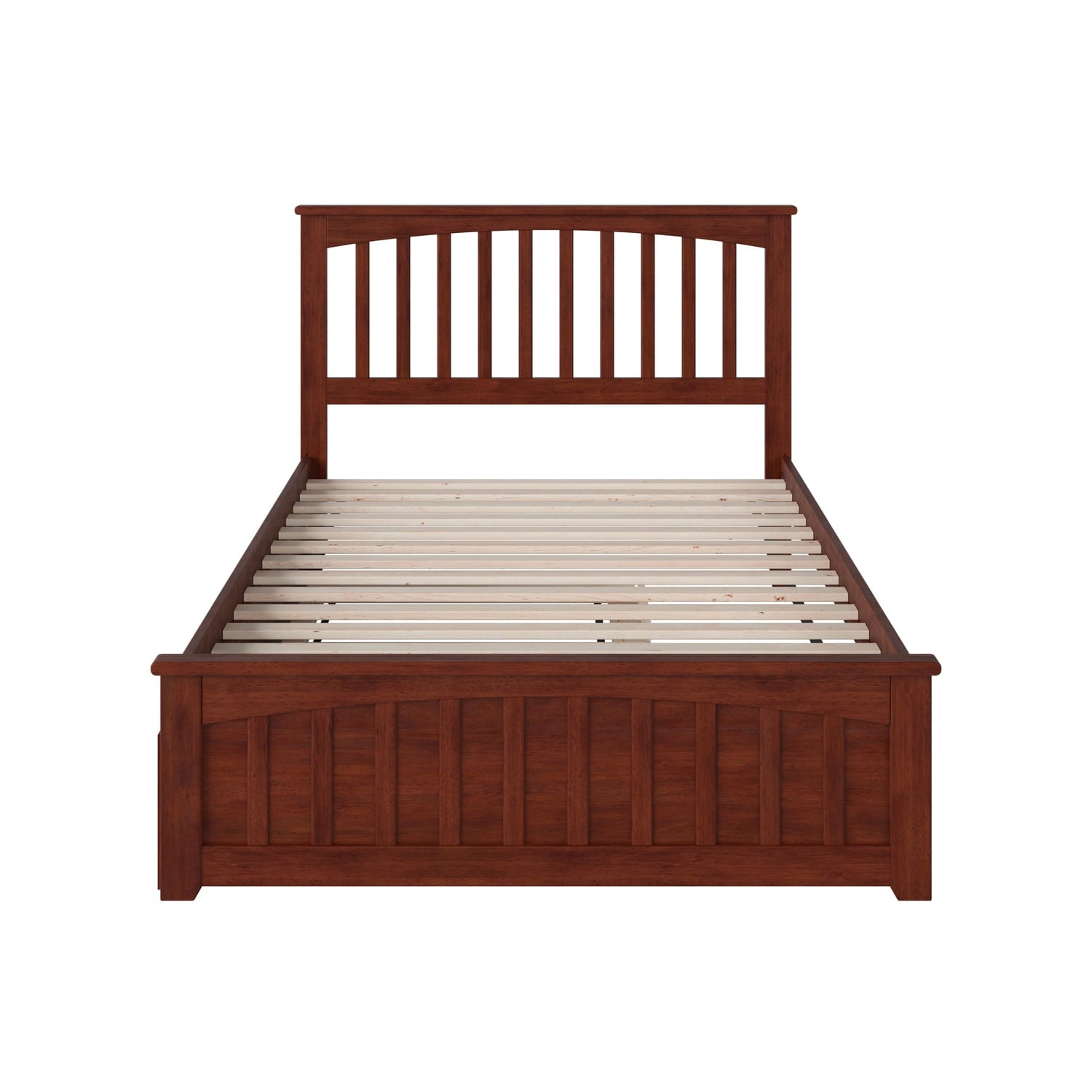 AFI Mission Full Platform Bed with Footboard and Twin Trundle in Walnut