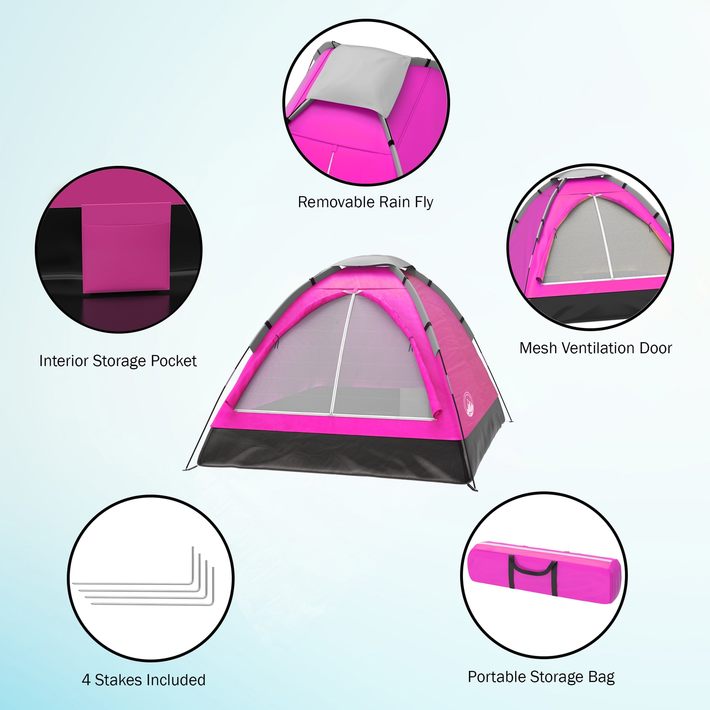 2-Person Dome Tent- Rain Fly & Carry Bag- Easy Set Up-Great for Camping Backpacking Hiking & Outdoor Music Festivals by Wakeman Outdoors (Yellow)