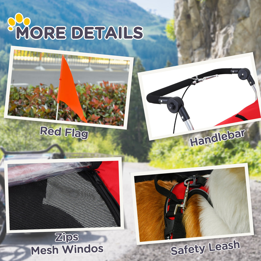 Aosom Dog Bike Trailer 2-In-1 Pet Stroller with Canopy and Storage Pockets, White