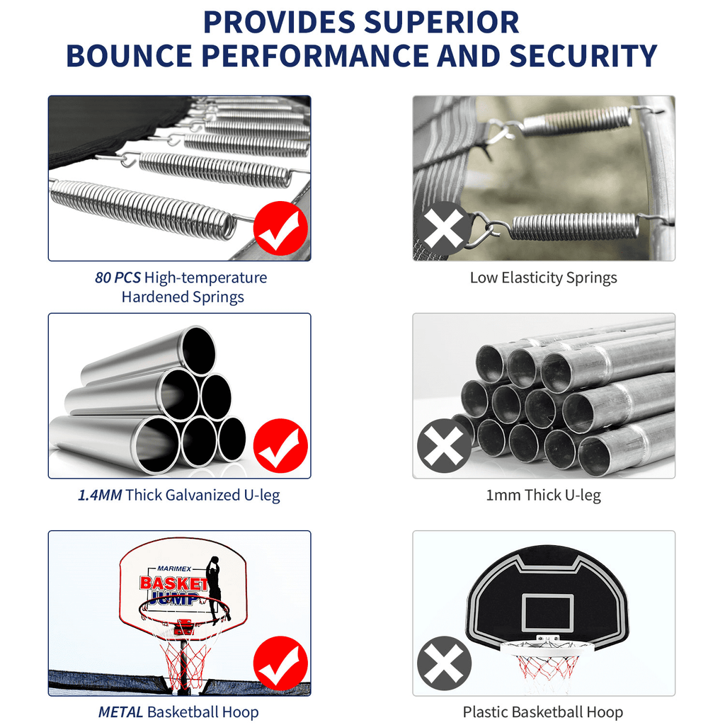 14FT Trampoline for Kids, Trampoline with Basketball Hoop&Safety Enclosure Net, 880LBS Capacity 4 Kids, Waterproof Mat and Ladder, Outdoor Backyard Trampoline