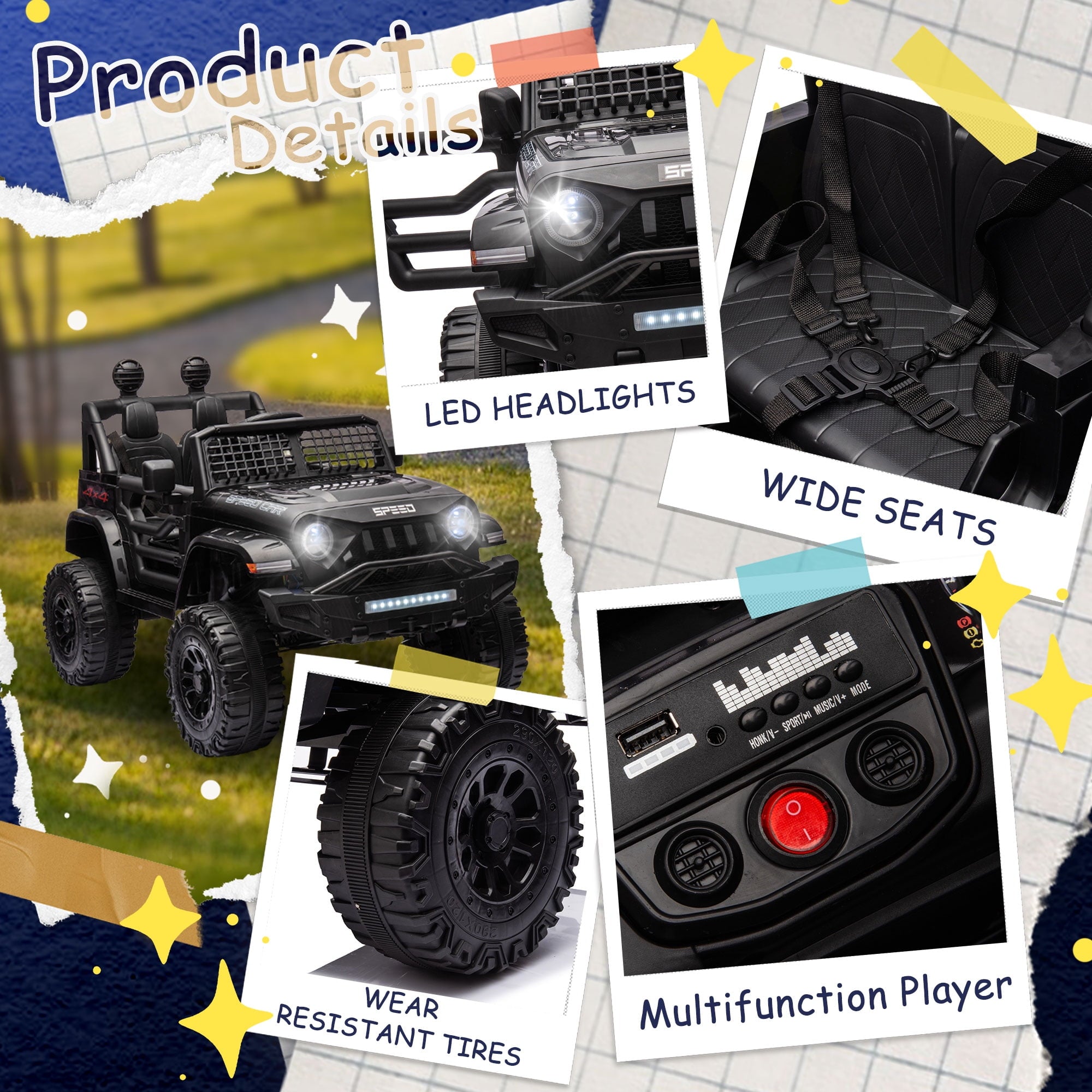 24V 2 Seater Kids Ride On Car Truck with 20" Extra Wide Seat, 4WD/2WD Switchable Kids Electric Vehicle with 4x100W Powerful Engine, Remote Control, Soft Brake, Music, Suspension, LED Light (Pink)