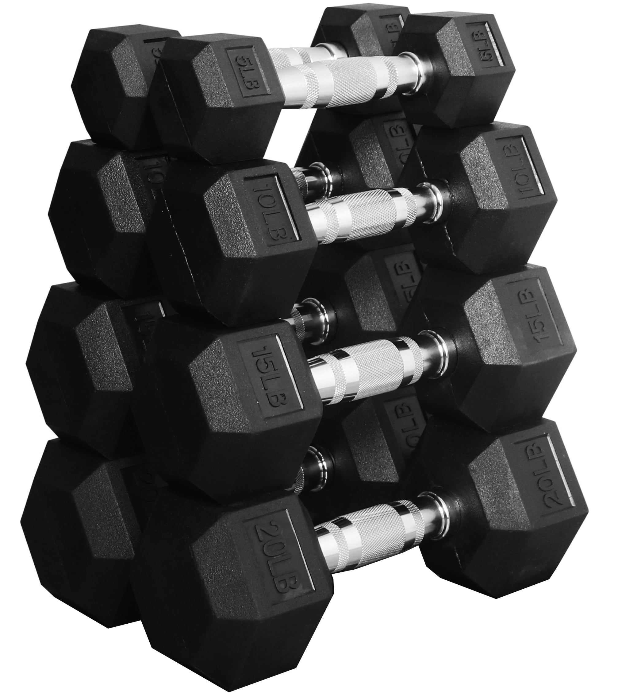 BalanceFrom 100LB Rubber Coated Hex Dumbbell Weight Set with A-Frame Rack, 5-20 lbs Pairs