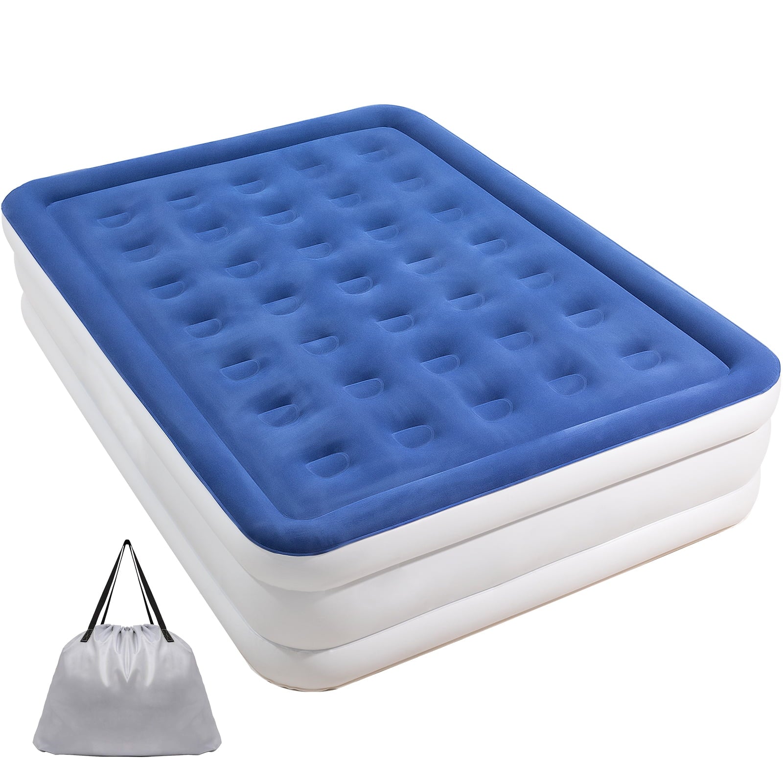 18 inch Queen Size Air Mattress with Built-in-Pump, Inflatable Air Beds, Blow Up Raised Mattresses, Navy Blue