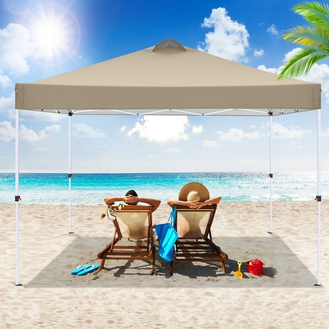 10'x10' EZ Pop Up Canopy with Top Vent, Large Commercial Tent, Waterproof and Sunproof with 4 Removable Sidewalls, Suitable for Weddings come with 4 Sandbags (Black)