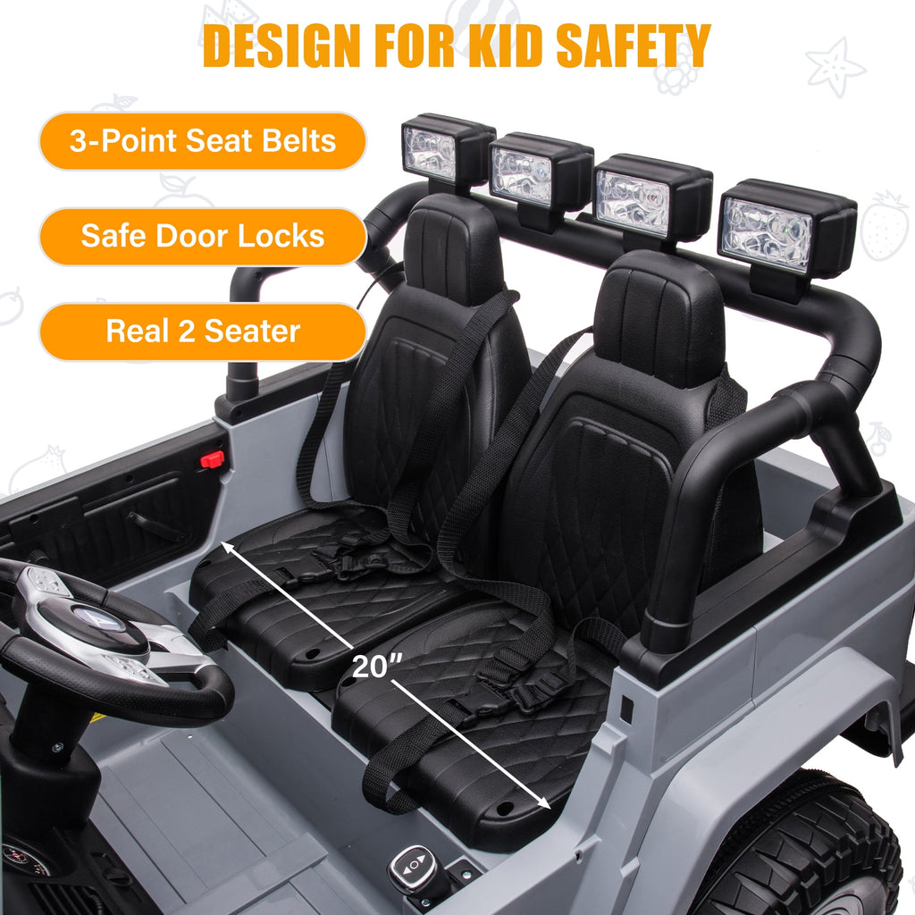 2 Seater 24V Ride on Car, Licensed Toyota Land Cruiser FJ40 Electric Truck with Remote Control, 4x80W Engine, Battery Powered Kid Car to Drive for Boy Girl, White