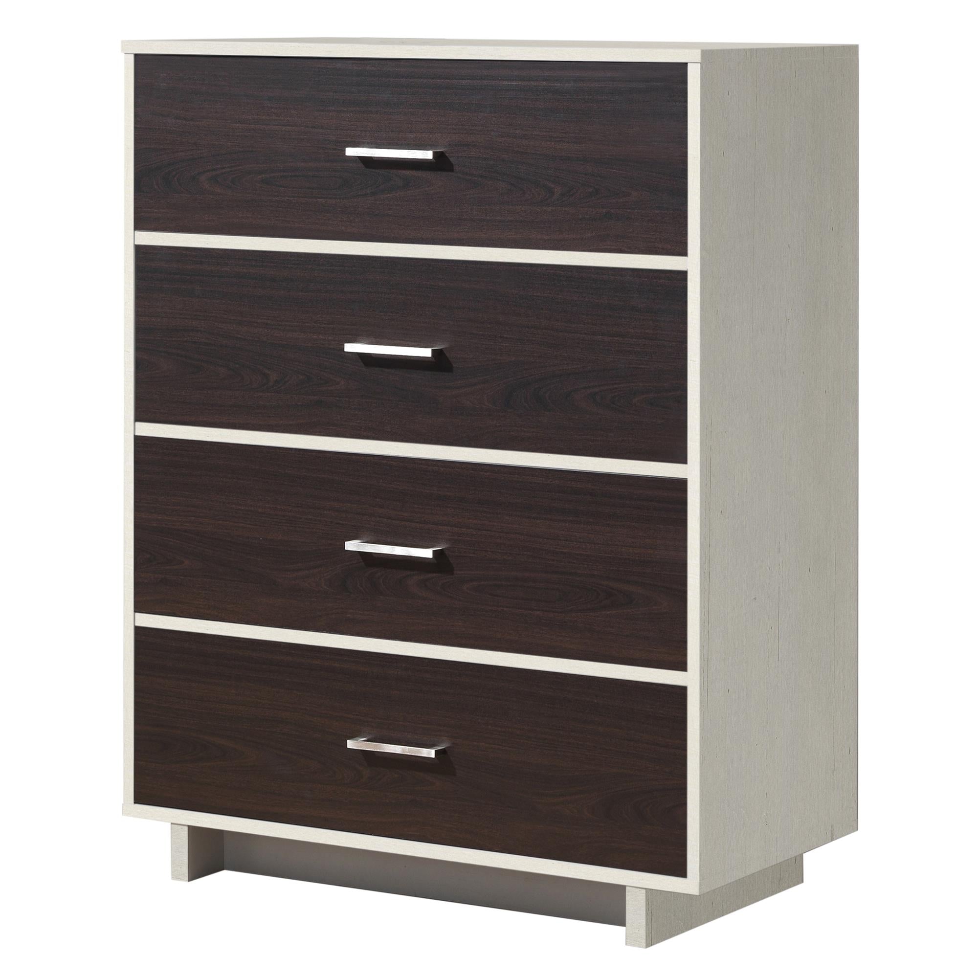 Ameriwood Home Lennon Tall 5 Drawer Dresser, Medium Brown and Faux Rattan