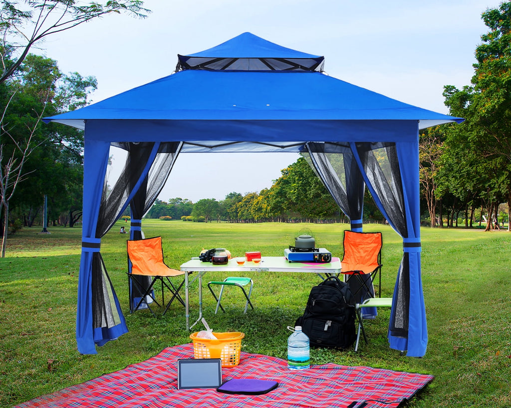 ABCCANOPY 13'x13' Gazebo Tent Outdoor Pop up Gazebo Canopy Shelter with Mosquito Netting, Brown