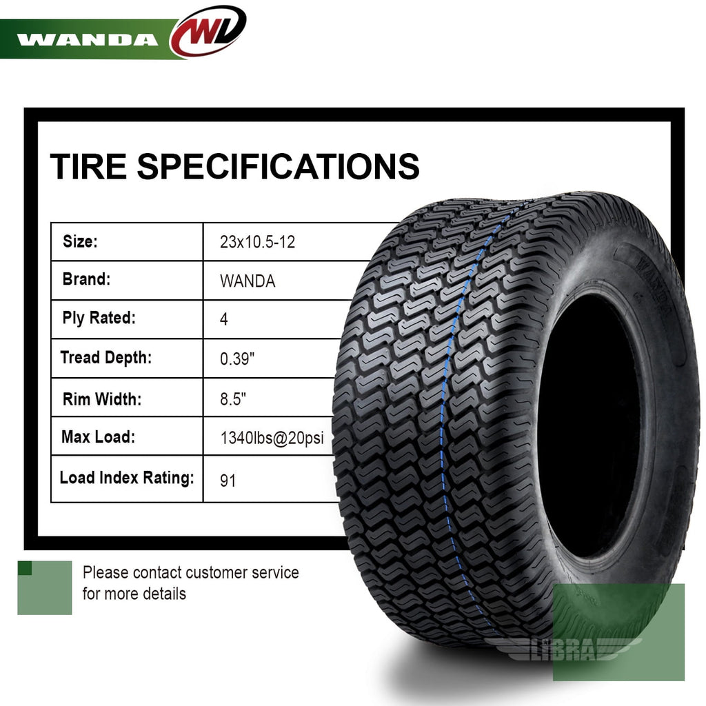 2 New 23x10.5-12 Lawn Mower Golf Cart Turf Tires P332 /4PR - 13049