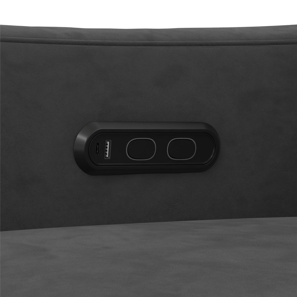 Baby Relax Otto 4-in-1 Nursery Swivel Glider Rocker Power Recliner with USB Ports, Gray Velvet