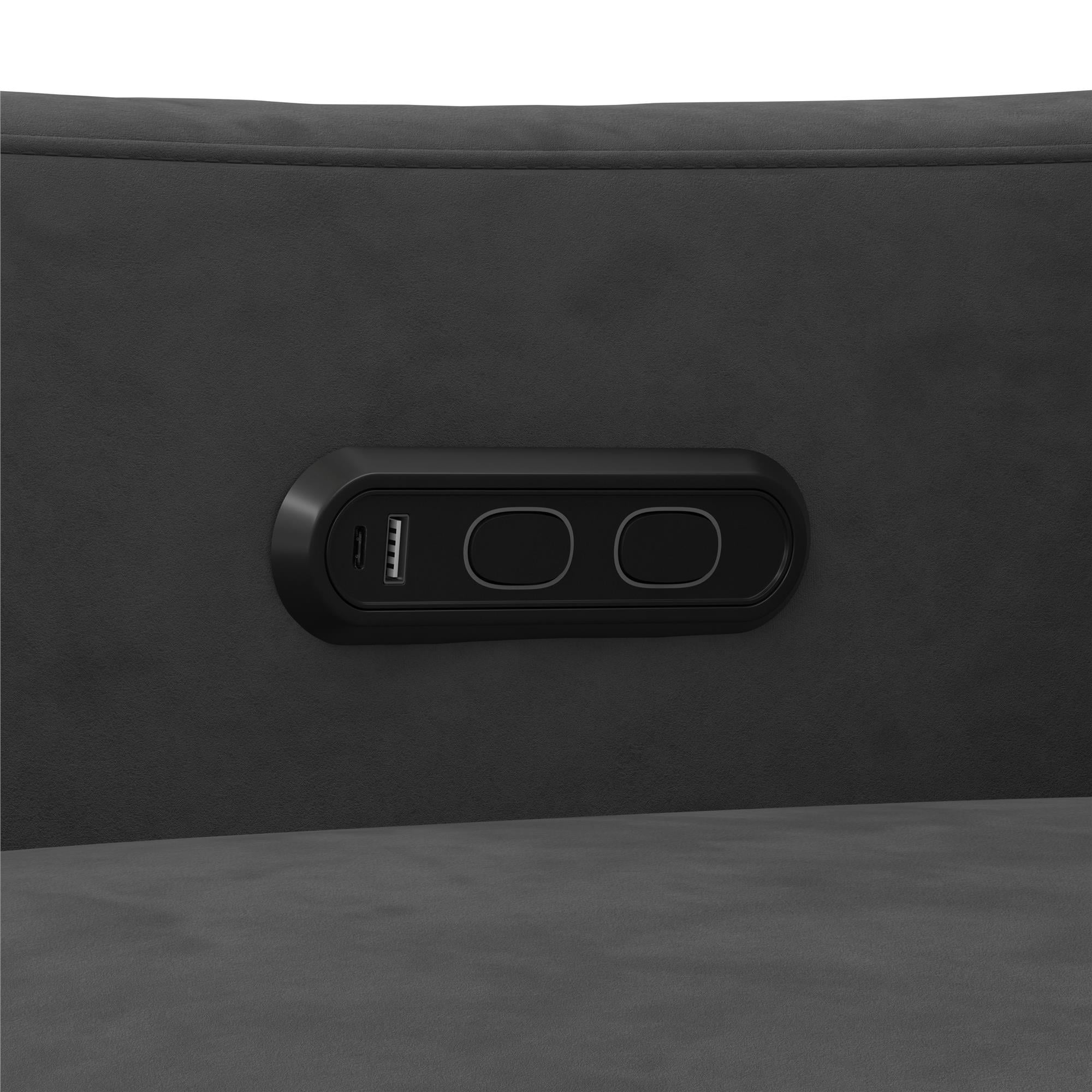 Baby Relax Otto 4-in-1 Nursery Swivel Glider Rocker Power Recliner with USB Ports, Gray Velvet