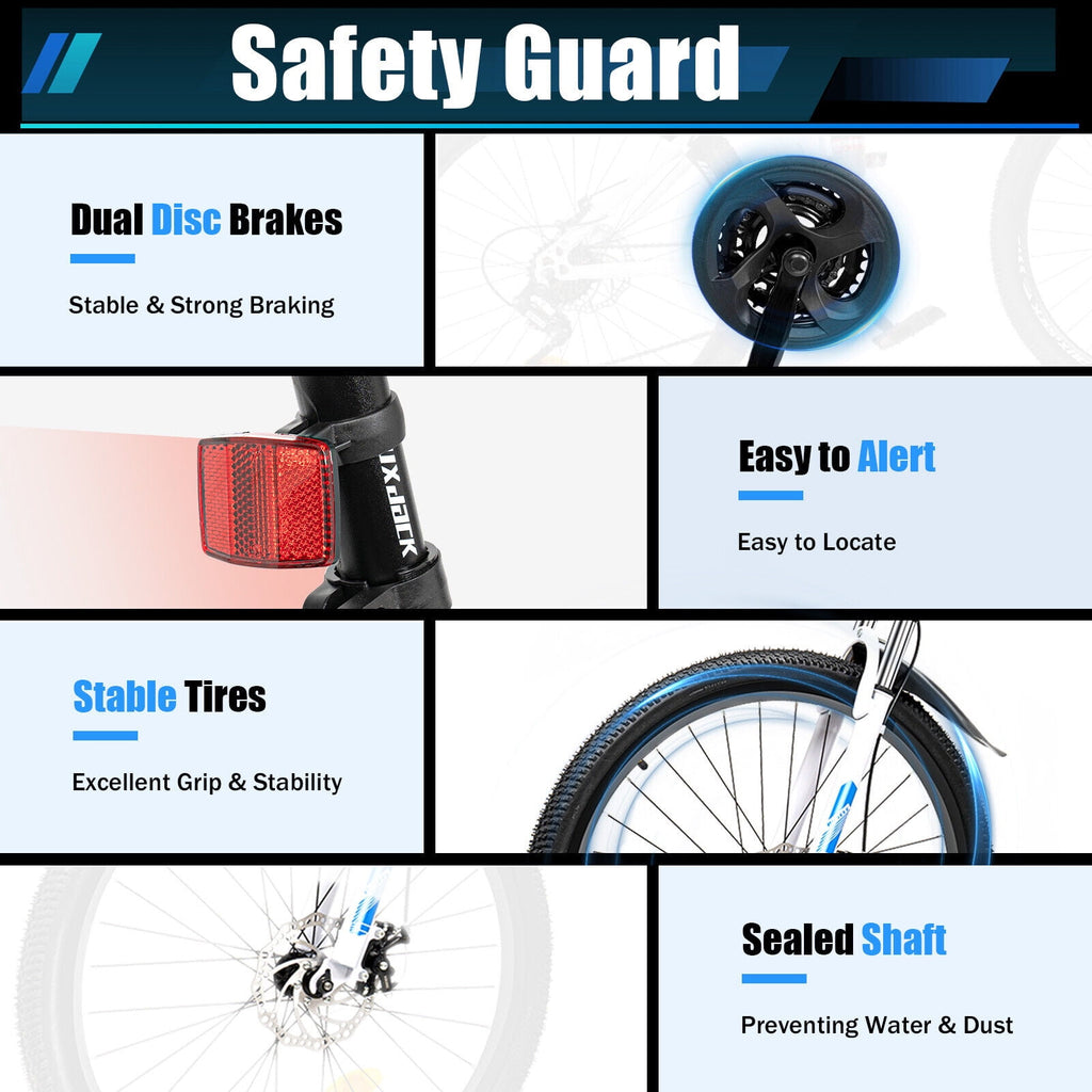 26" Mountain Bike 21-Speed Folding Men Women Bikes Dual Disc Brake MTB Bicycle