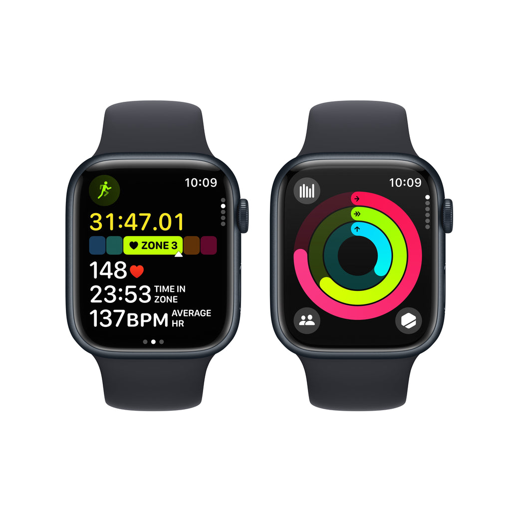 Apple Watch Series 9 GPS 45mm Midnight Aluminum Case with Midnight Sport Band - M/L. Fitness Tracker, Blood Oxygen & ECG Apps, Always-On Retina Display