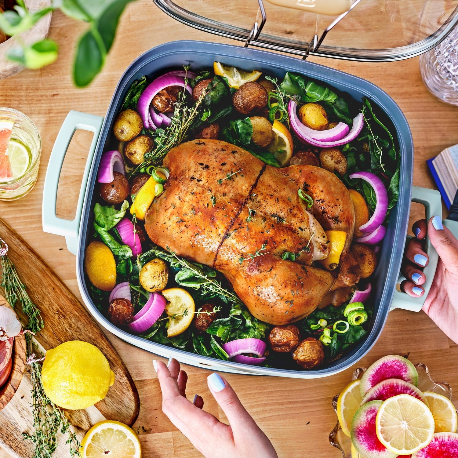 Beautiful 5 in 1 Electric Skillet - Expandable up to 7 Qt with Glass Lid, White Icing by Drew Barrymore