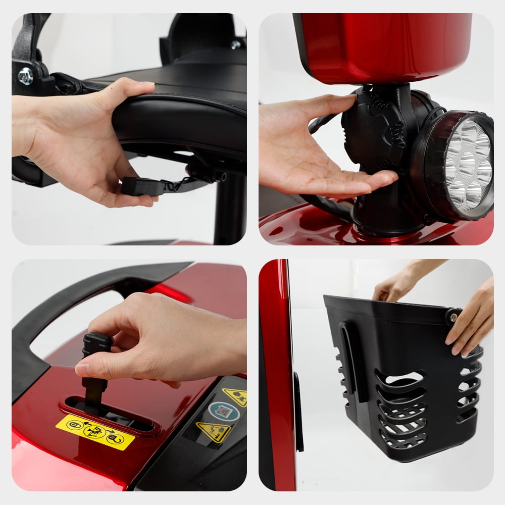 Artudatech Mobility Scooter, Electric Powered Wheelchair Device for Travel, Adults, Elderly 4 wheels 300lb Weight Cap Model with Cup Holder