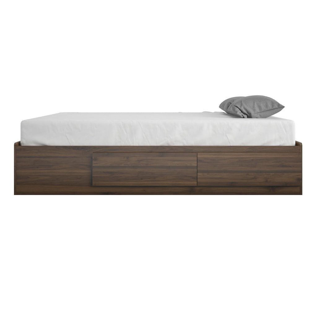 Ameriwood Home Twin Platform Bed with Drawers, Ivory Oak