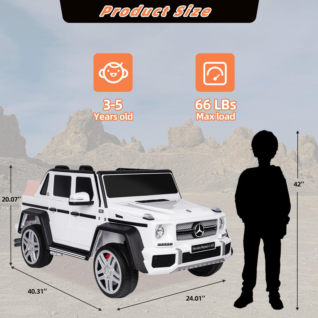 24V Ride on Car with Remote Control for Kids Mercedes Benz Ride on Car Toy for Boys and Girls 3-6 Years Old, Electric Vehicle, Bluetooth, LED Light, White