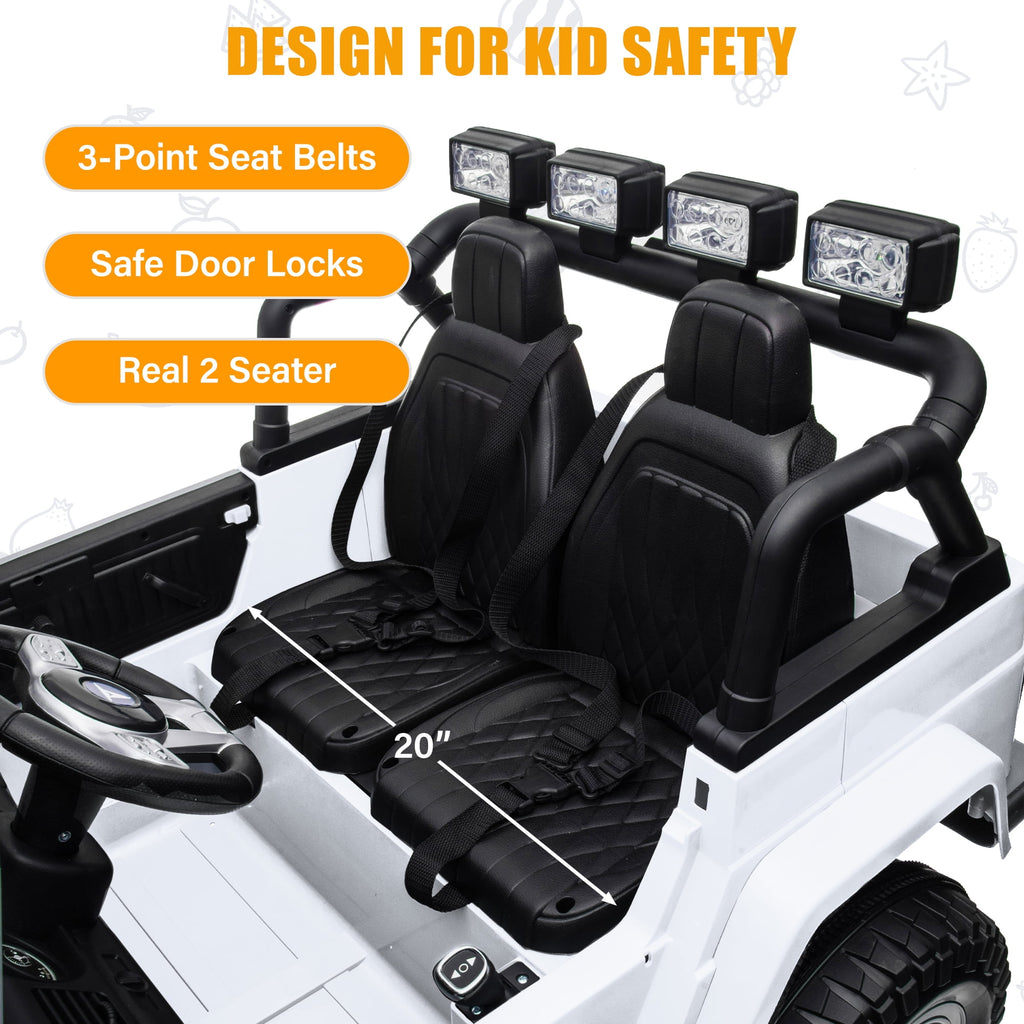 2 Seater 24V Ride on Car, Licensed Toyota Land Cruiser FJ40 Electric Truck with Remote Control, 4x80W Engine, Battery Powered Kid Car to Drive for Boy Girl, White