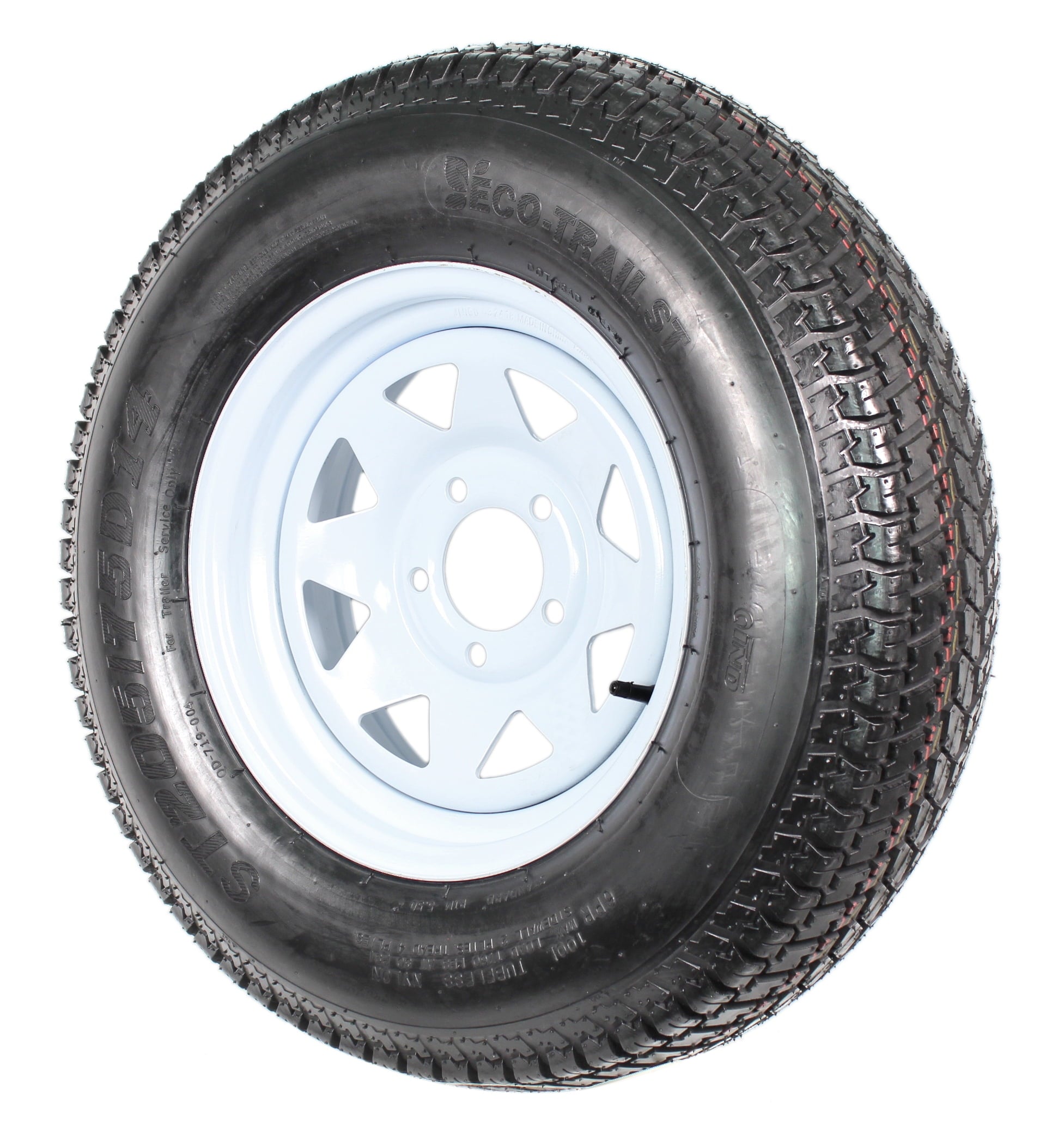 2-Pk Trailer Tire On Rim ST205/75D14 205/75 14 in. LRC 5 Hole White Spoke Wheel