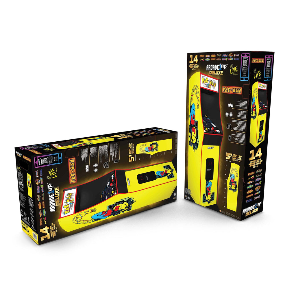 Arcade1Up PAC-MAN Deluxe Arcade Game, built for your home, with 5-foot-tall full-size stand-up cabinet, 14 classic games, and 17-inch screen