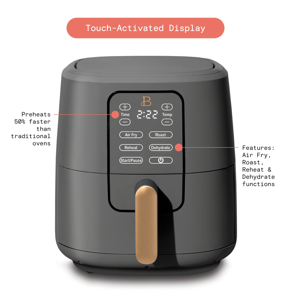 Beautiful 6 Qt Air Fryer with TurboCrisp Technology and Touch-Activated Display, White Icing by Drew Barrymore