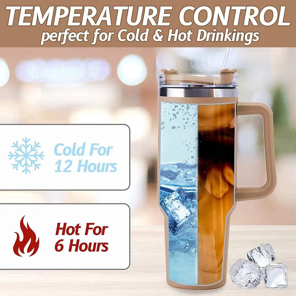 40 oz Tumbler with Handle Stainless Steel Insulated Travel Coffee Mug Double Wall Vacuum Straw for Ice Drinks & Hot