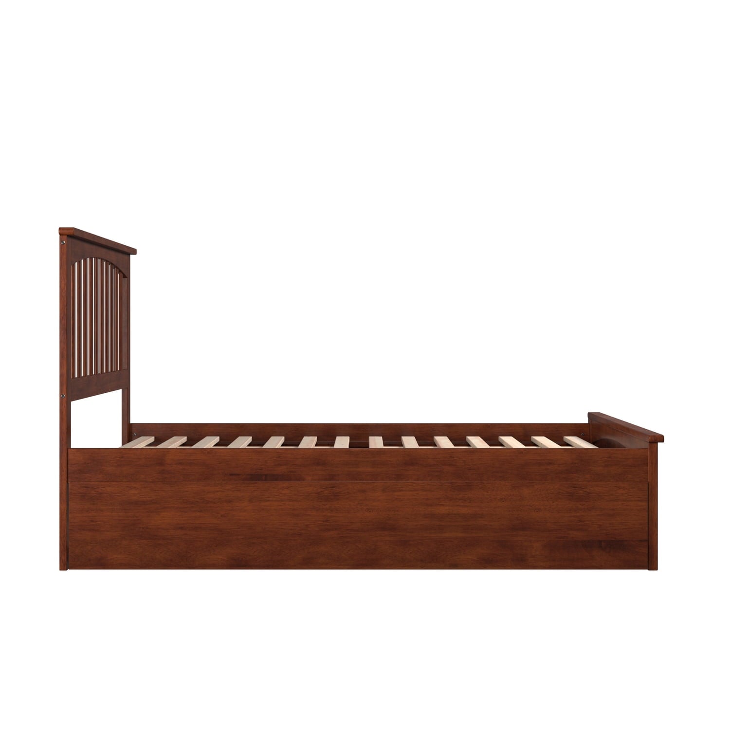 AFI Mission Full Platform Bed with Footboard and Twin Trundle in Walnut