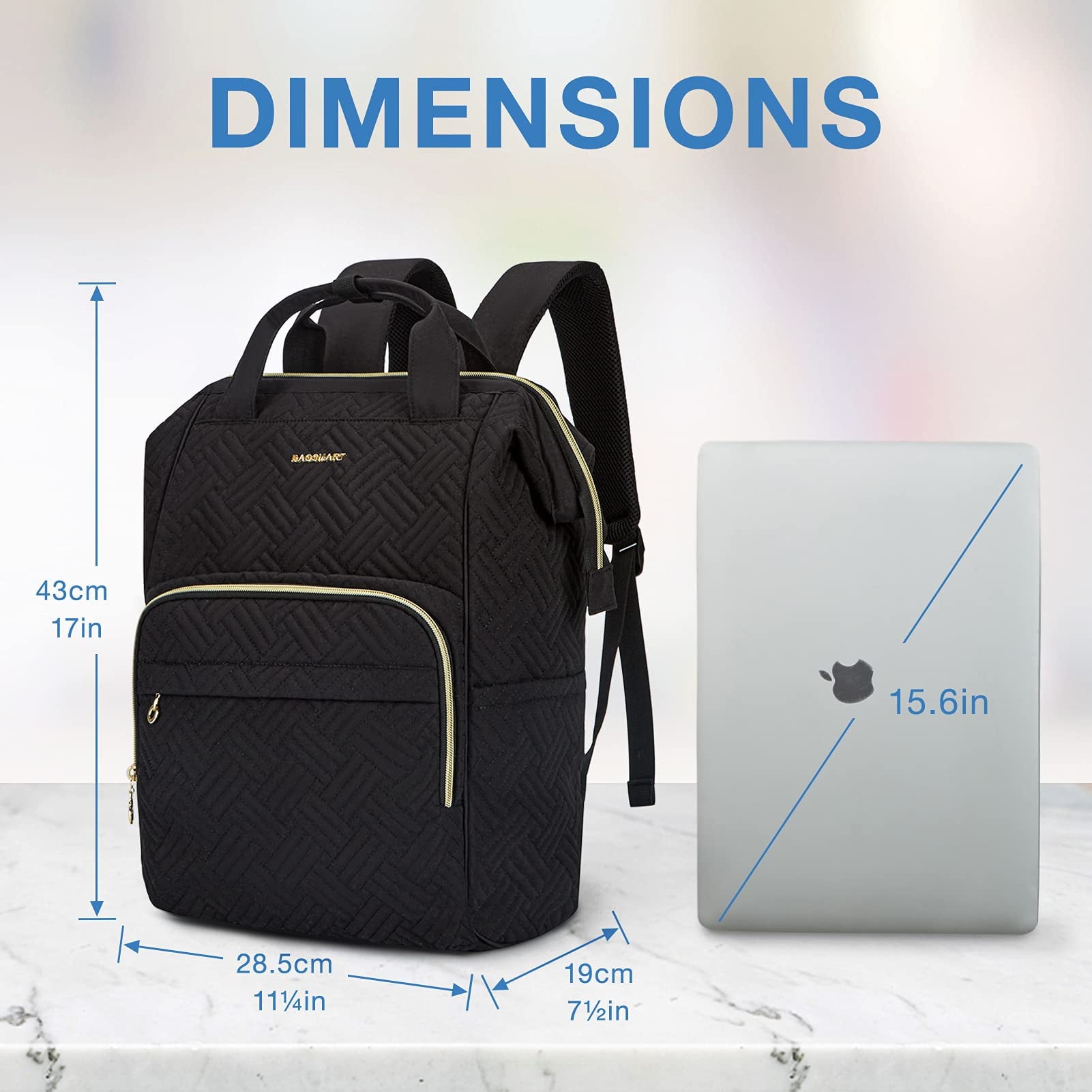 BAGSMART 17" Travel Laptop Backpack for Women, Business Computer Backpack School Book Bag Casual Daypack for Work College Trip, Men & Women, Black