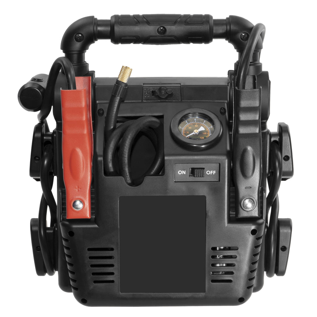 800 Peak Amp Jump Starter w/ 120 PSI Compressor, pivoting LED light, 3X USB ports